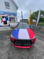 PRE COMMANDE (2027) Drapeau acadien pour Capot d’auto-élastique drapeau populaire / tintamarre / automobile