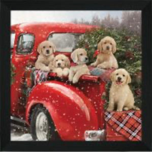 Cadre de noël camion-arbres-chiens #11125