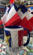 Tasse Acadienne bleu et blanc 15 oz  souvenir