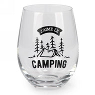 Verre à vin cadeau (j’aime le camping)