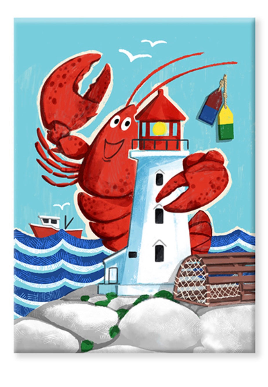 aimant-frigo homard avec phare / marin